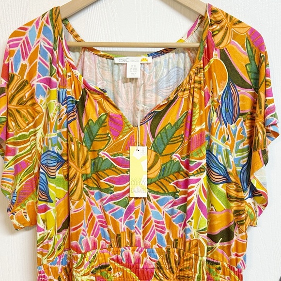 C&C California Tropical Jersey Knit Midi Dress Size 2X NWT - Picture 2 of 7